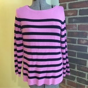 Classic Medium Petite Talbots BUS. CAS. Striped Pink and Black Sweater